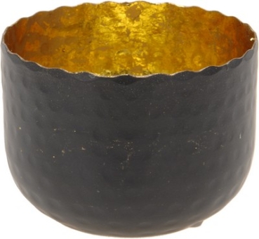 TEELICHTHALTER SCHW./GOLD 10CM
