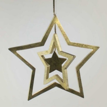 ANHÄNGER STERN GOLD HOLZ 23X36