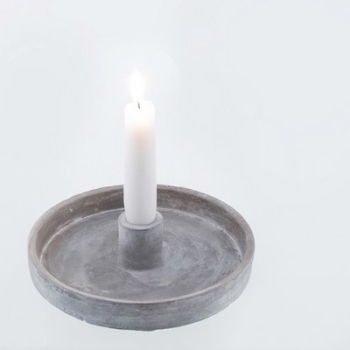 Kerzenhalter, rund, grau, 16,5