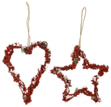 HERZ/STERN ZUM HÄNGEN 29CM 2SO
