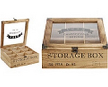 TEEKISTE HOLZ MIT 9 FÄCHERN