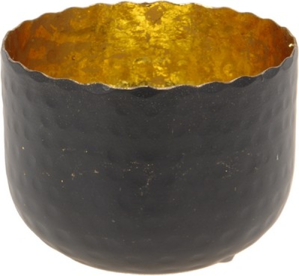 TEELICHTHALTER SCHW./GOLD 10CM