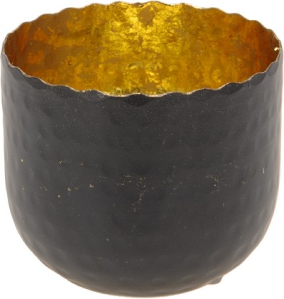 TEELICHTHALTER SCHW/GOLD 7,5CM