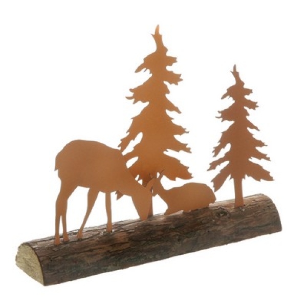 Rehfamilie auf Stamm, rostfarb