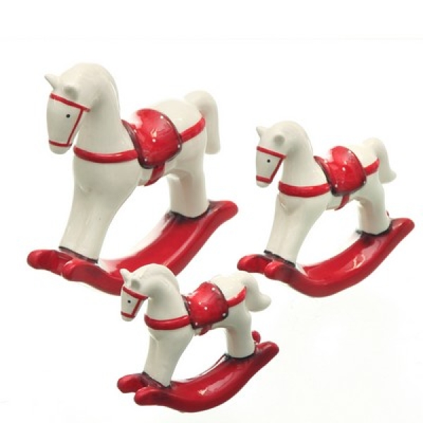 Schaukelpferd, rot/WEIß, 14 cm