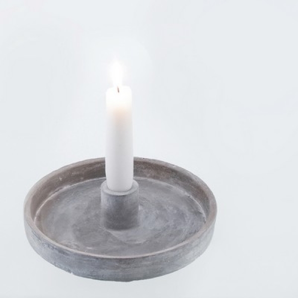 Kerzenhalter, rund, grau, 16,5