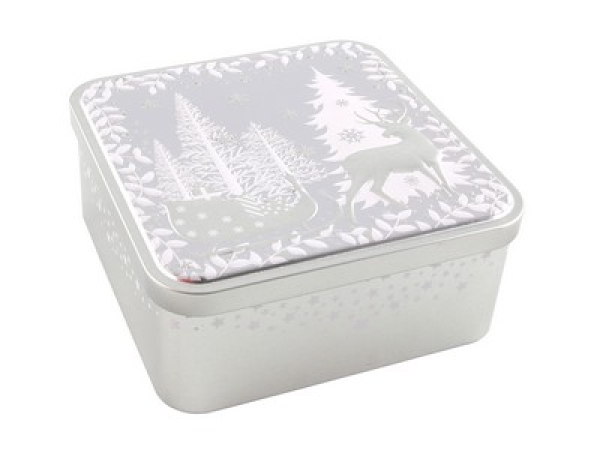 Dose 15,6x15,6x7cm silber 3D