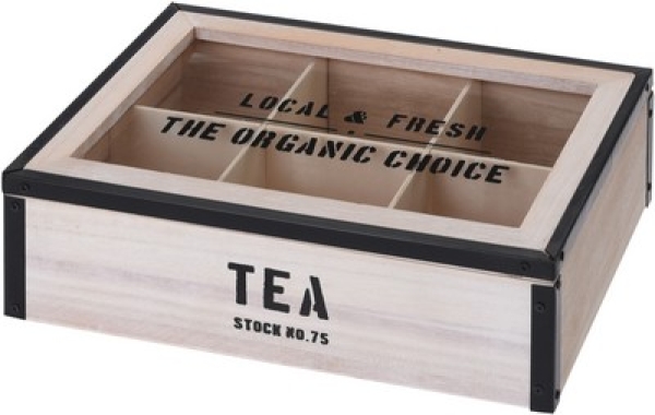 TEEKISTE HOLZ MIT METALLRAND